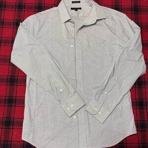#41 white strip long sleeves shirt-m-slim flex fit-banana republic-men’s 